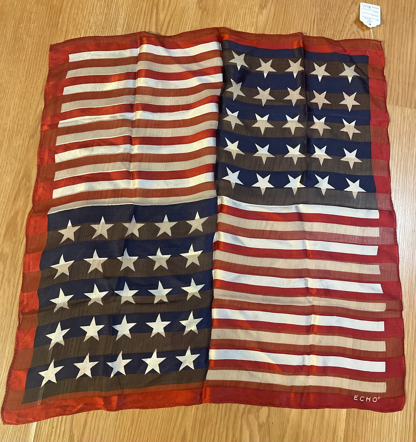 Designer, Vintage Echo American Flag Silk scarf