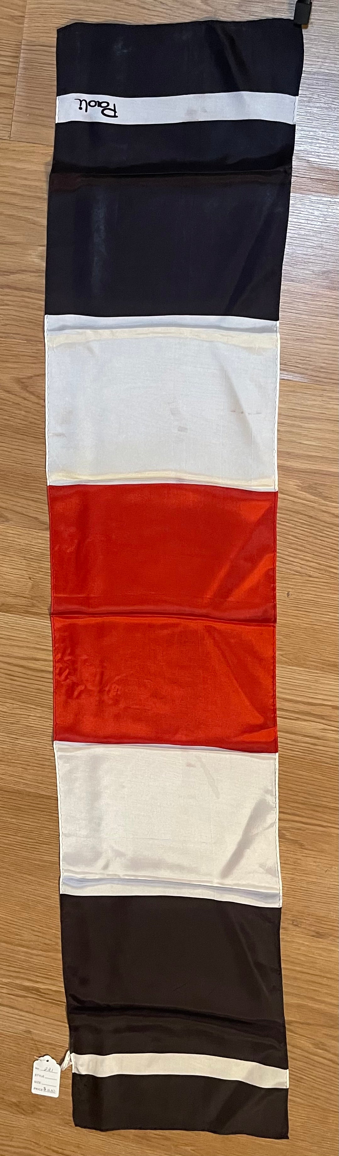Designer Gino Paoli Oblong red white and black scarf