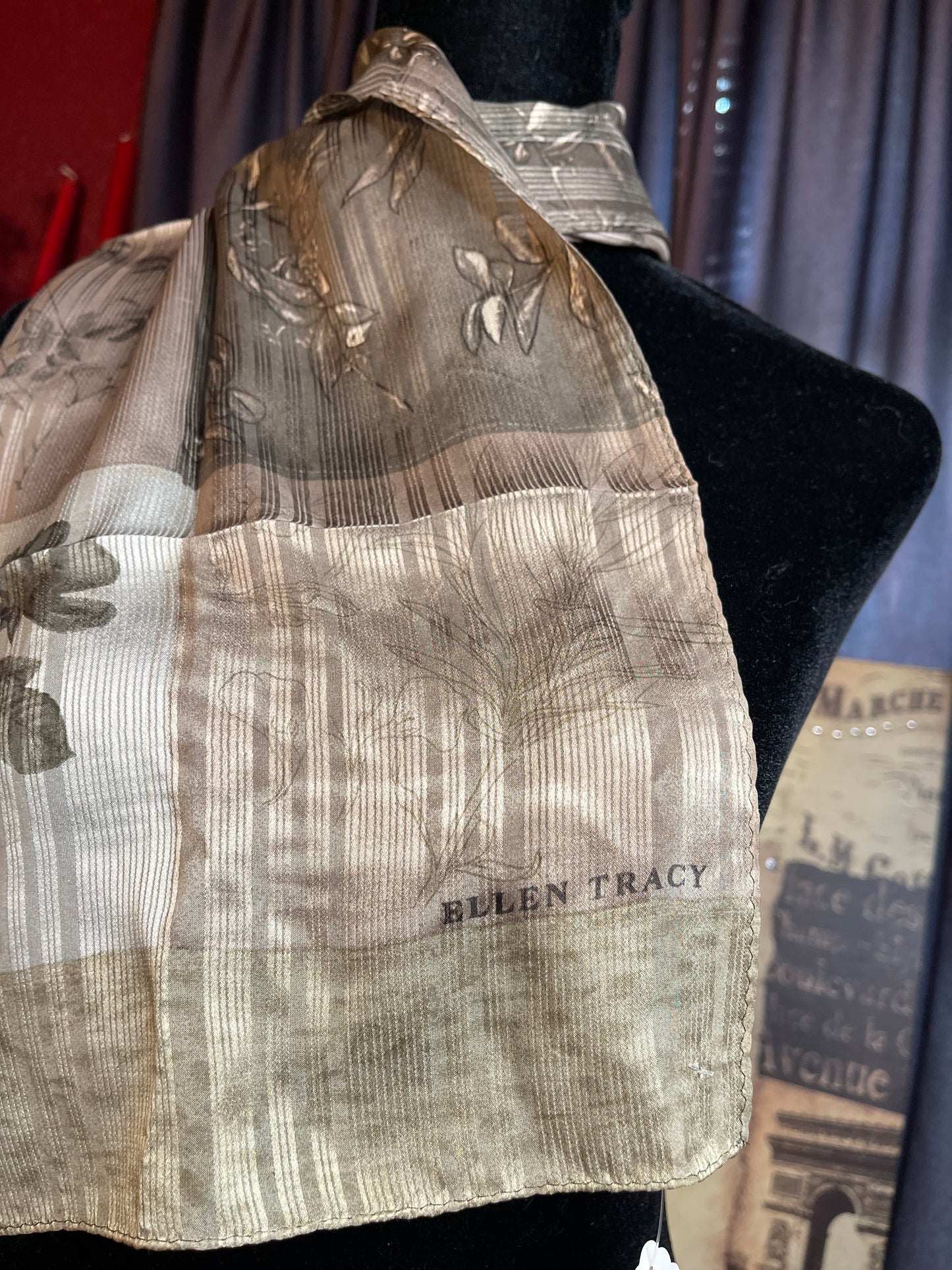 Designer Ellen Tracey Silk Oblong Scarf