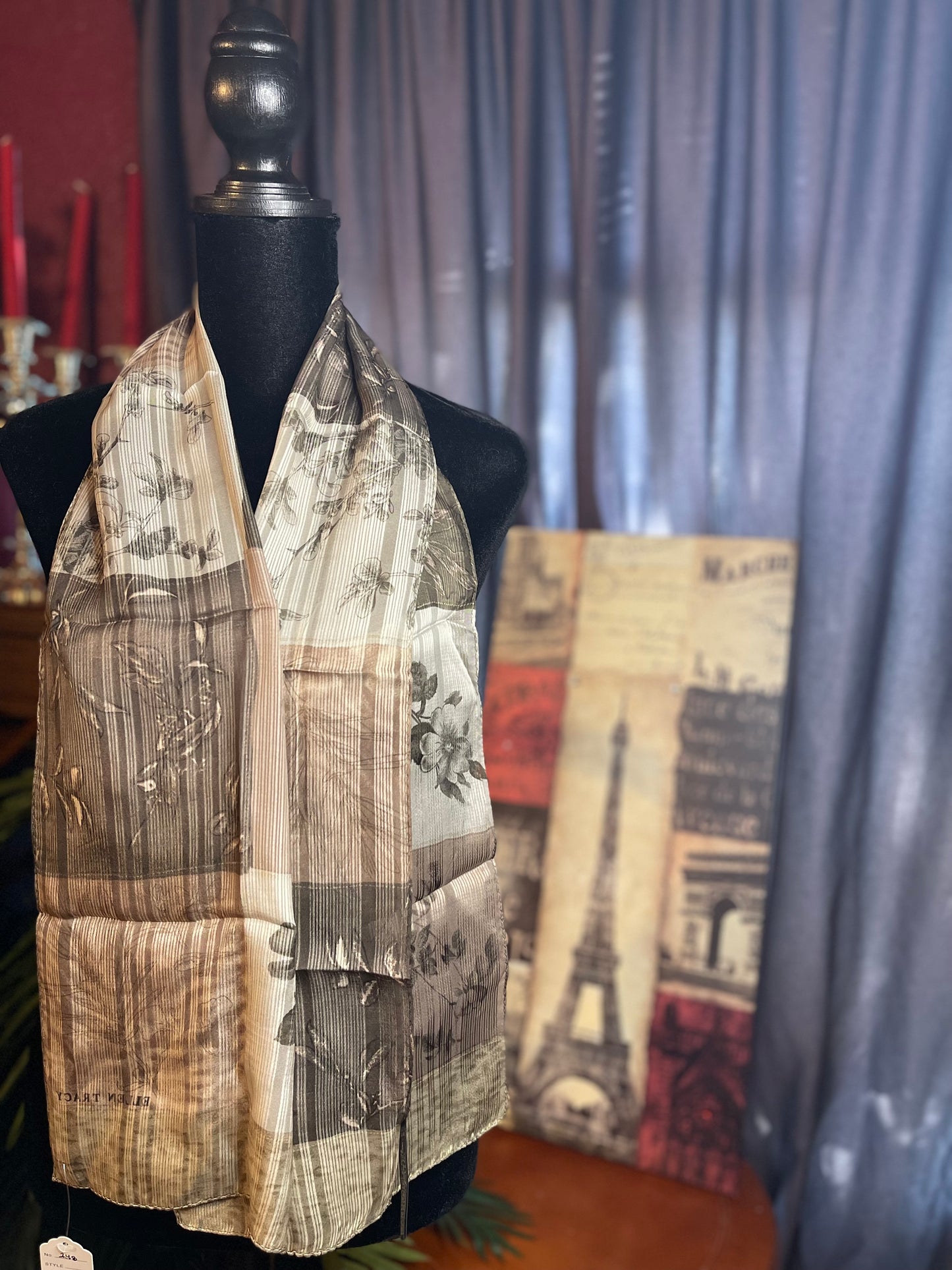 Designer Ellen Tracey Silk Oblong Scarf