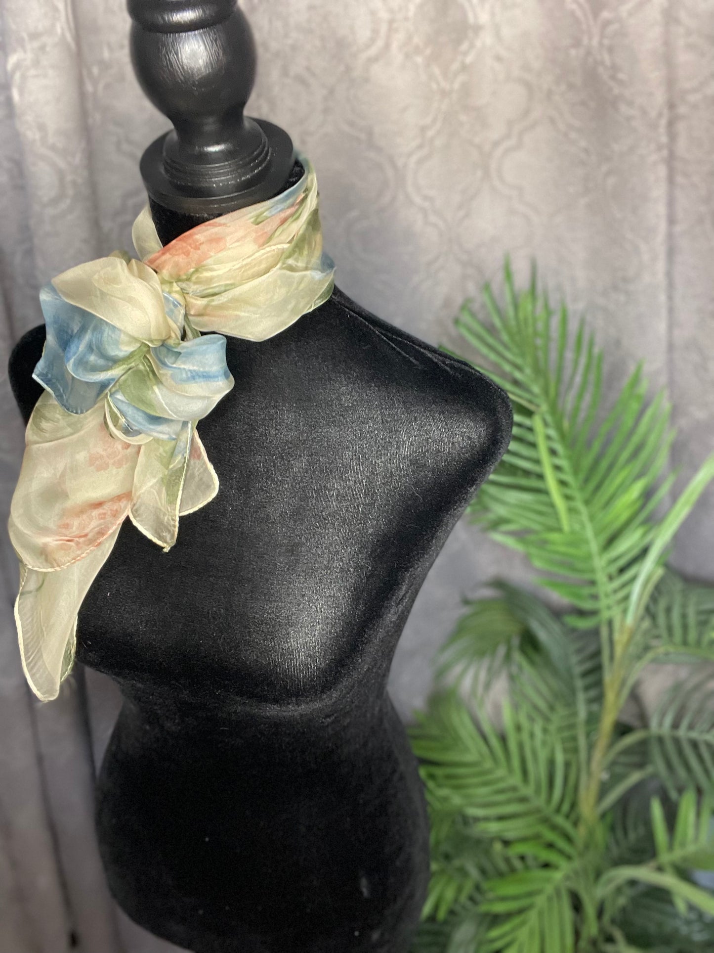 Vintage, viscose, rectangular, chiffon-like Scarf