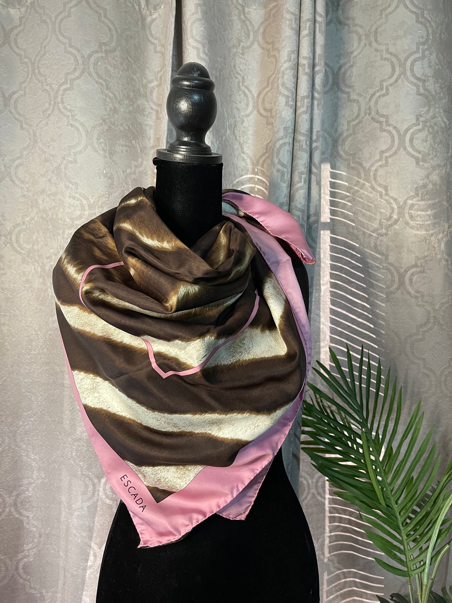Designer, Vintage, Animal print, Escada Silk Scarf