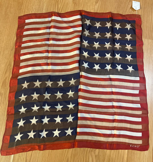 Designer,  Vintage Echo American Flag Silk scarf
