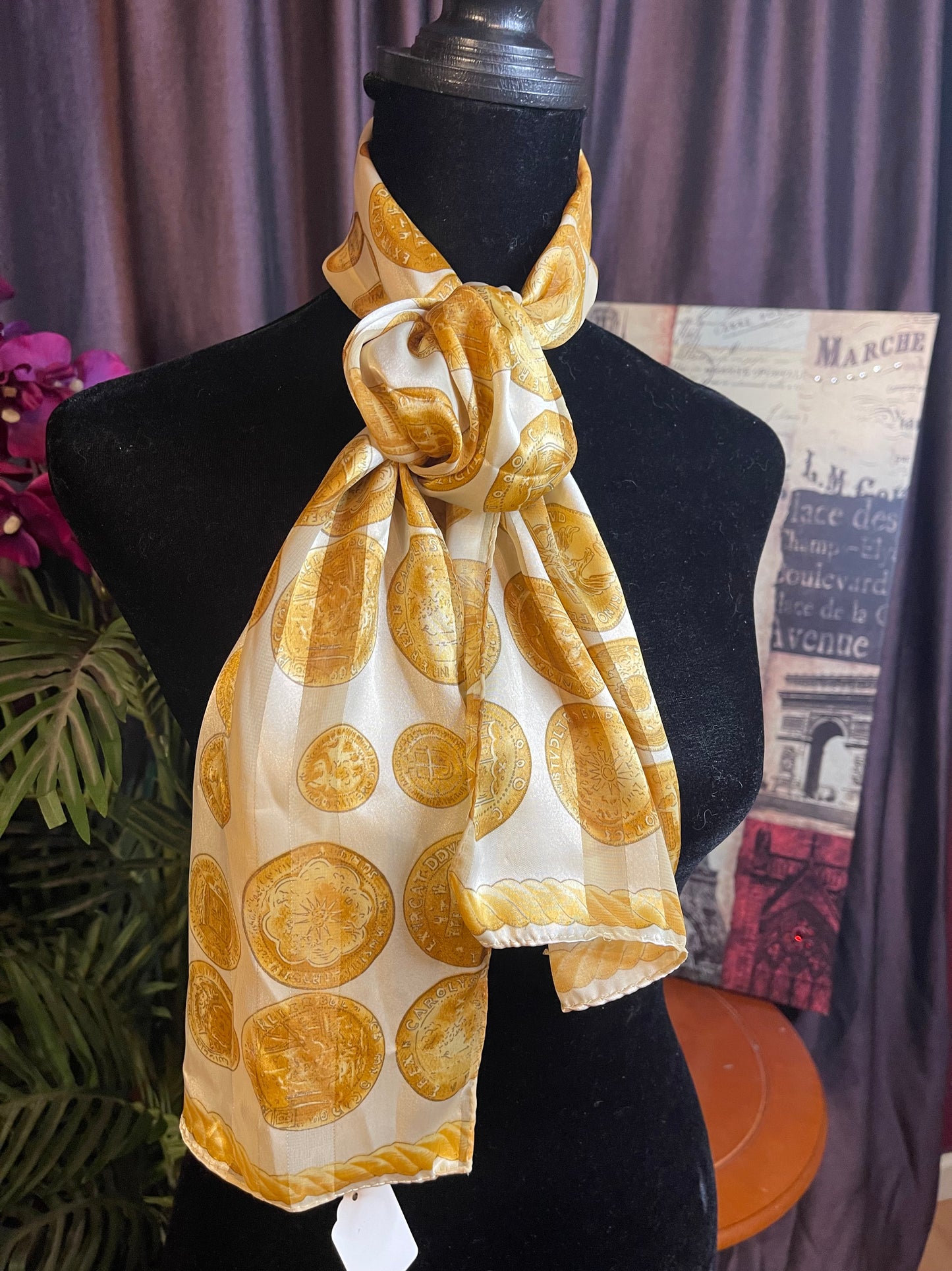 Vintage coin oblong scarf