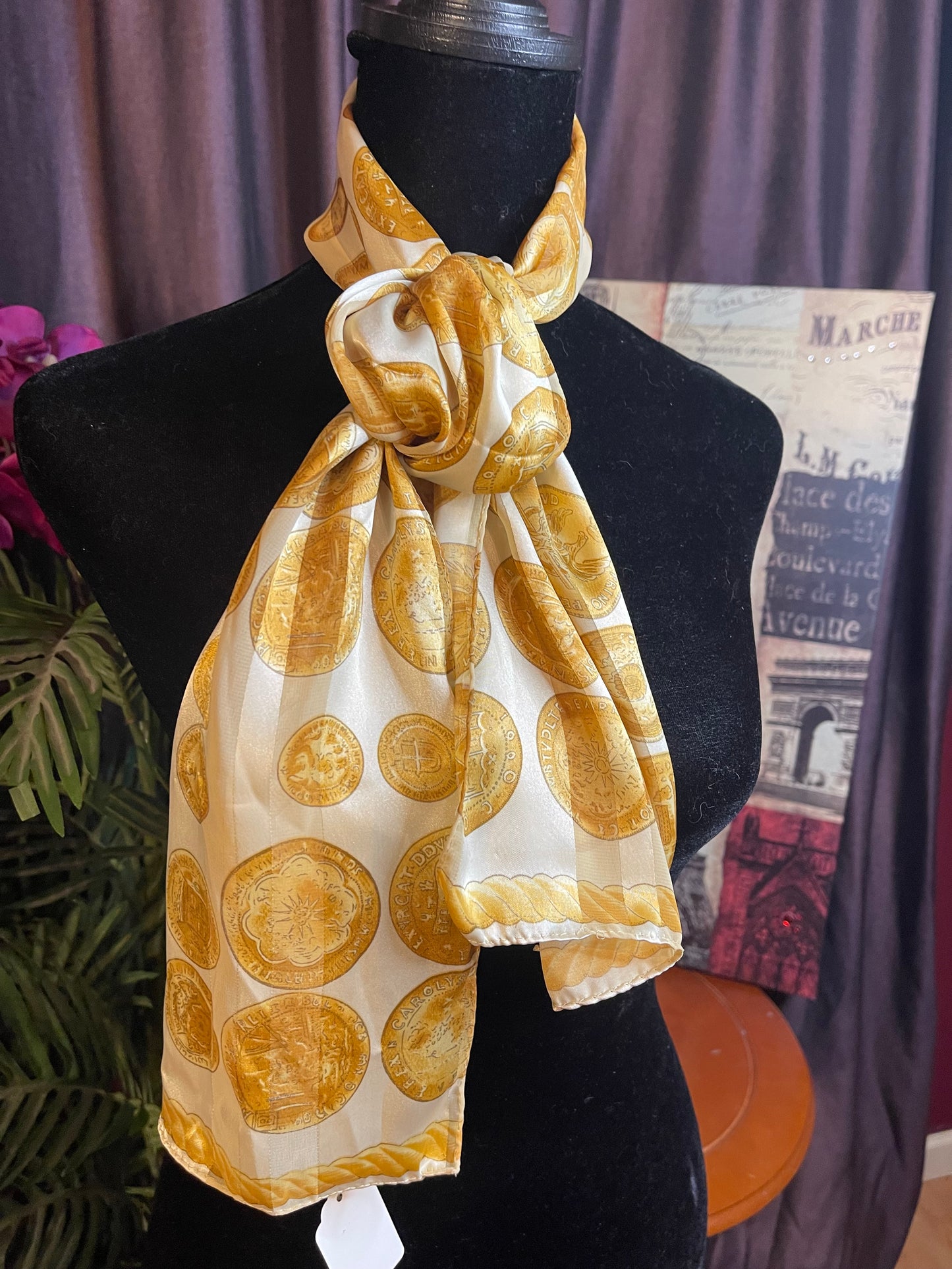 Vintage coin oblong scarf