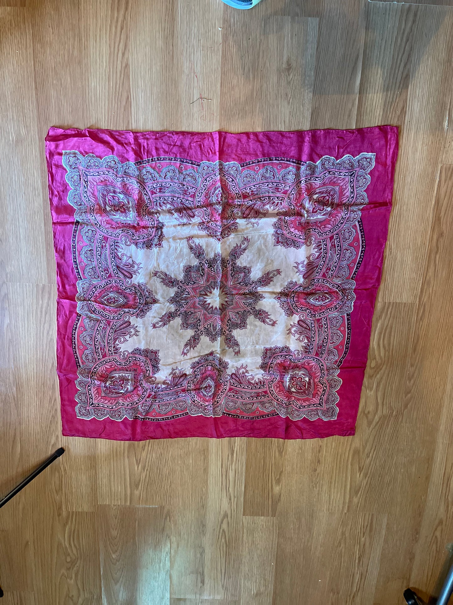 Vintage pre owned pink paisley chiffon Scarf