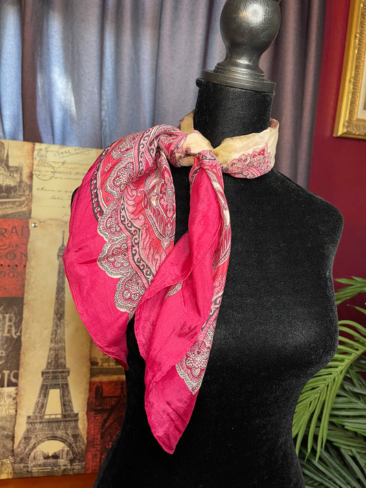 Vintage pre owned pink paisley chiffon Scarf