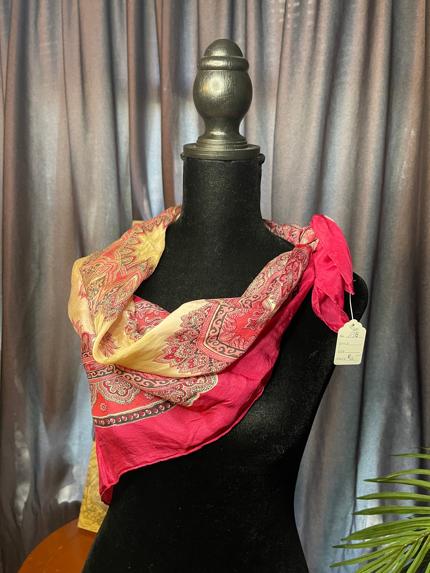 Vintage pre owned pink paisley chiffon Scarf