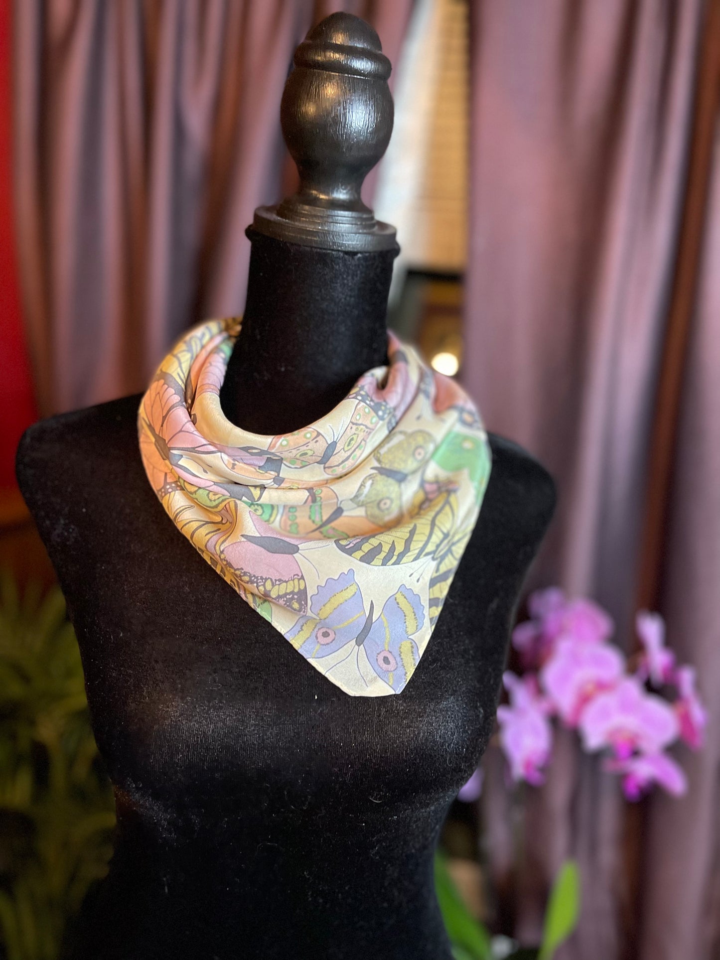 Vintage Silk Butterfly Scarf