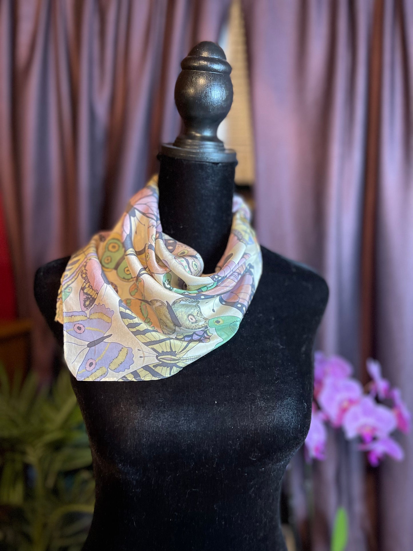 Vintage Silk Butterfly Scarf