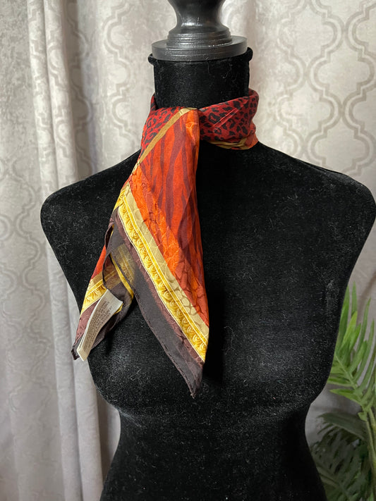 Designer, Vintage Jones New York Silk/ Chiffon Square scarf