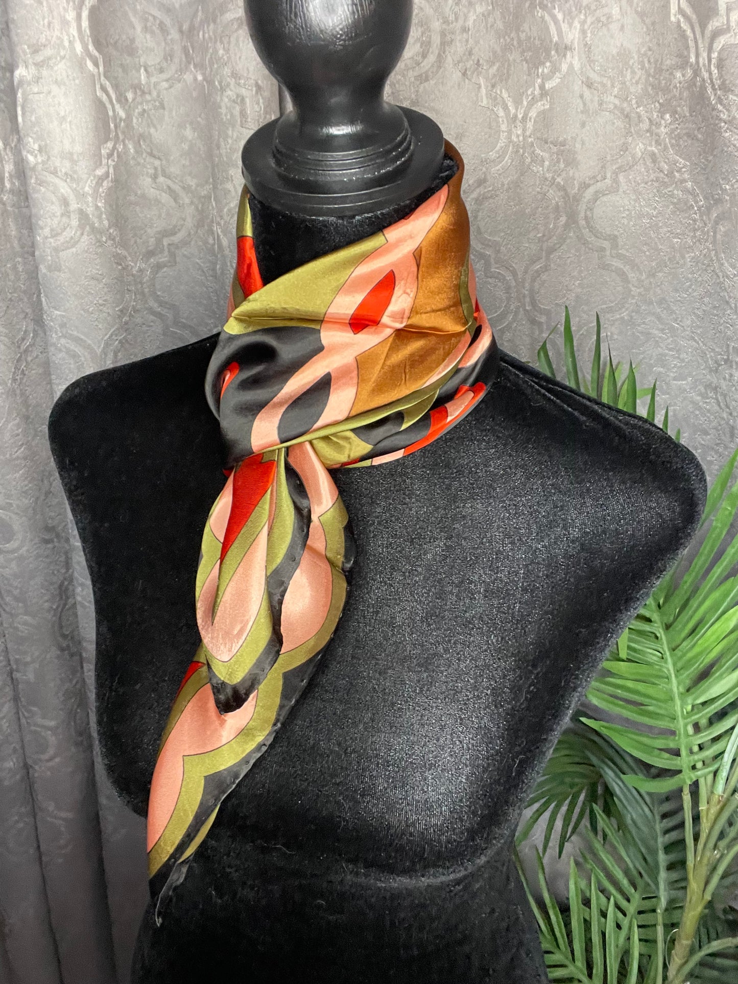 Vintage Square silk scarf, geomatric design