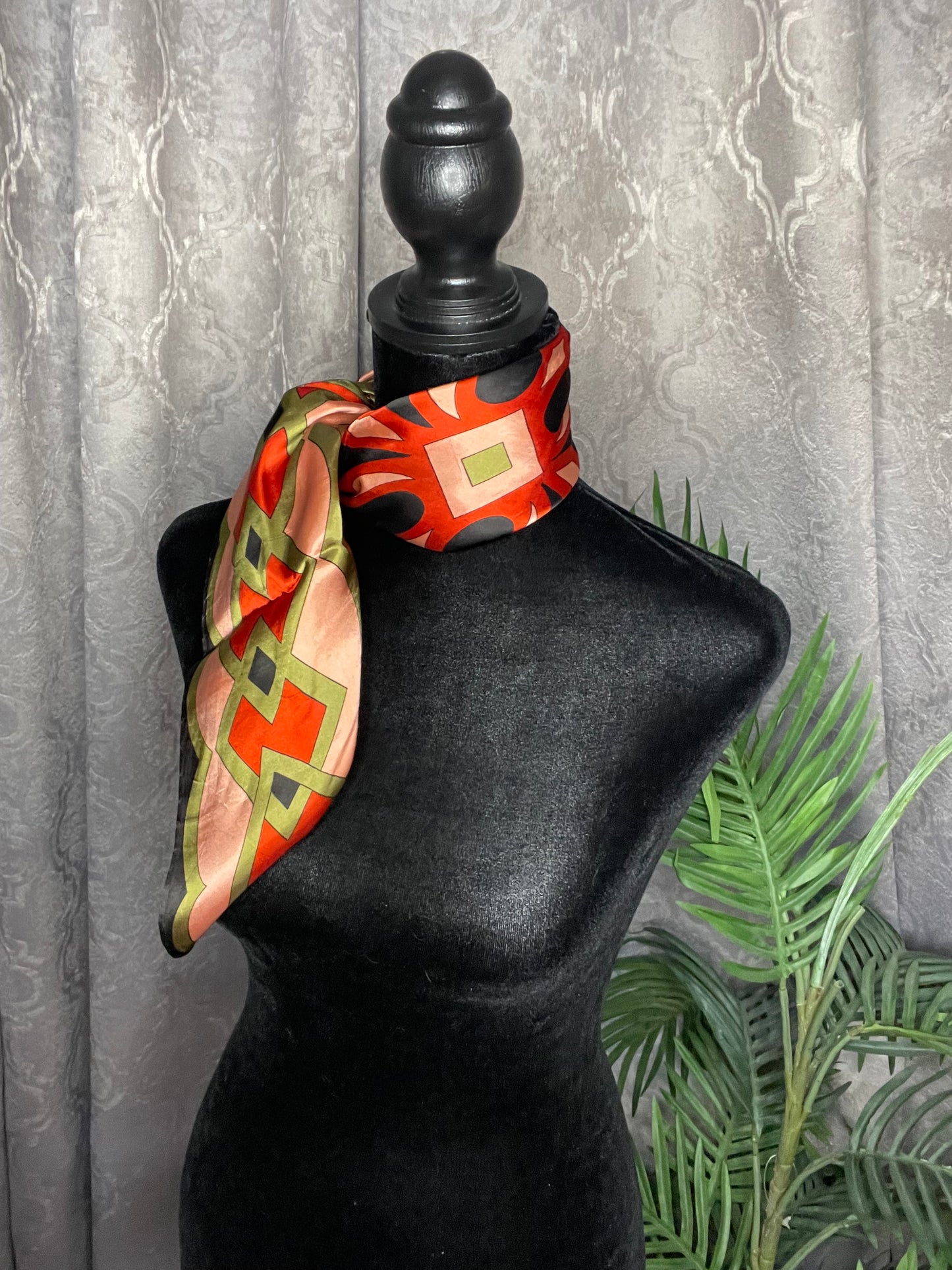 Vintage Square silk scarf, geomatric design