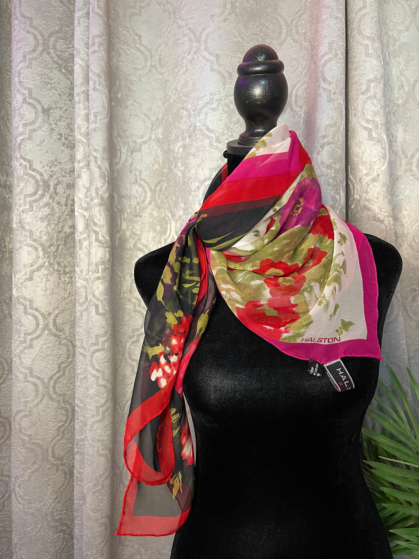 Designer Halston Silk Scarf