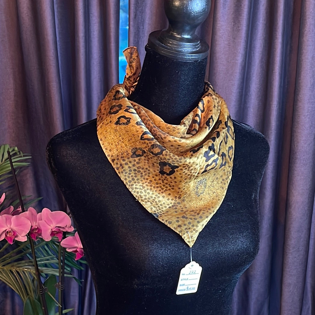 Vintage Gold animal print Silk Scarf