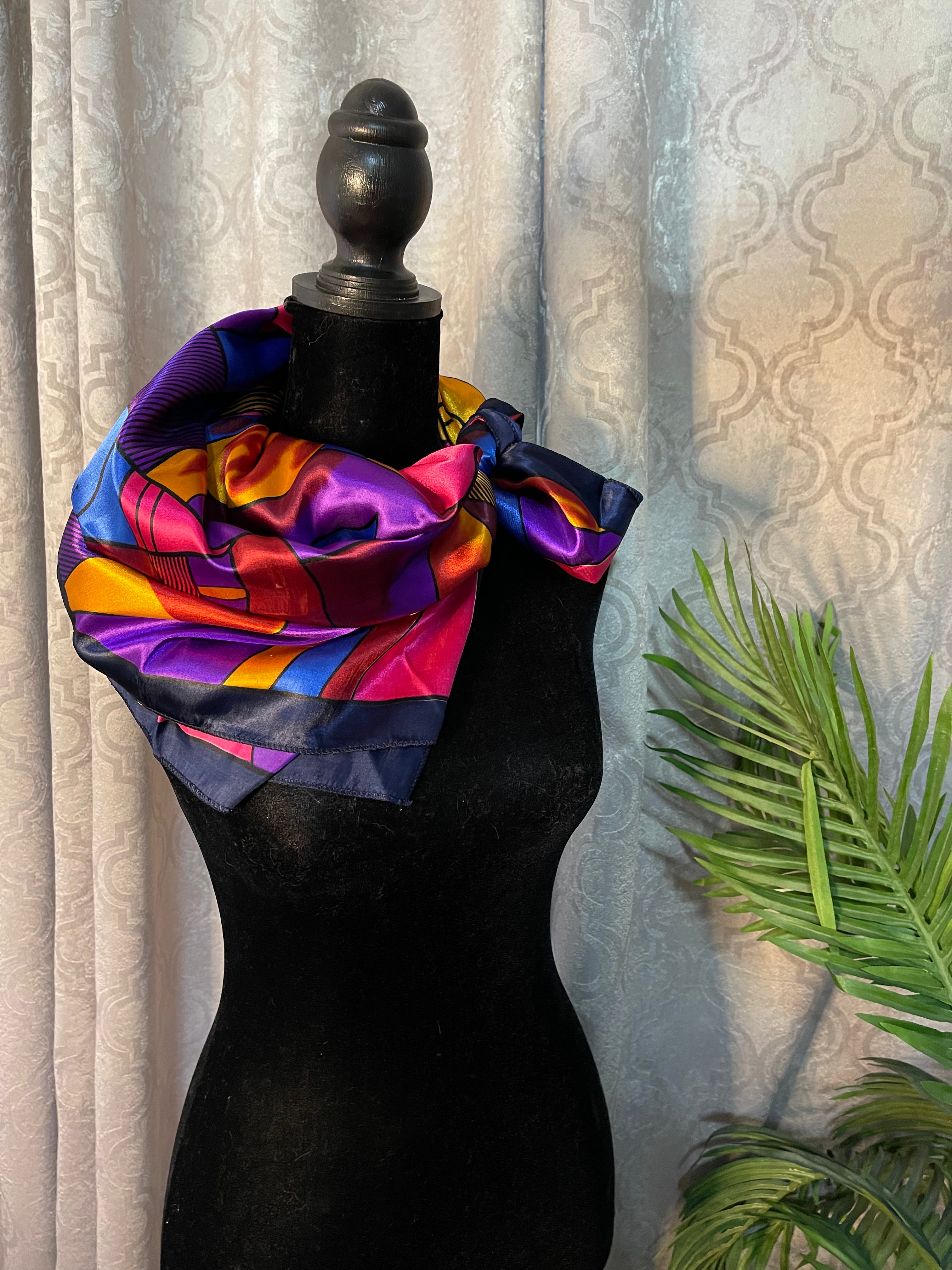 Elsa Tustin Long Silk Crepe De Chine Scarf – Picasso Sculptor Print, Multicolored – 100% Silk, New With Tags