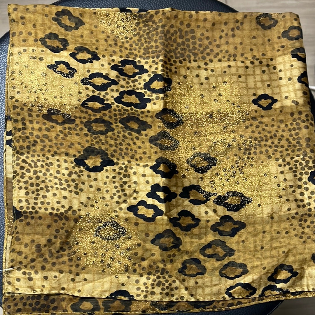 Vintage Gold animal print Silk Scarf