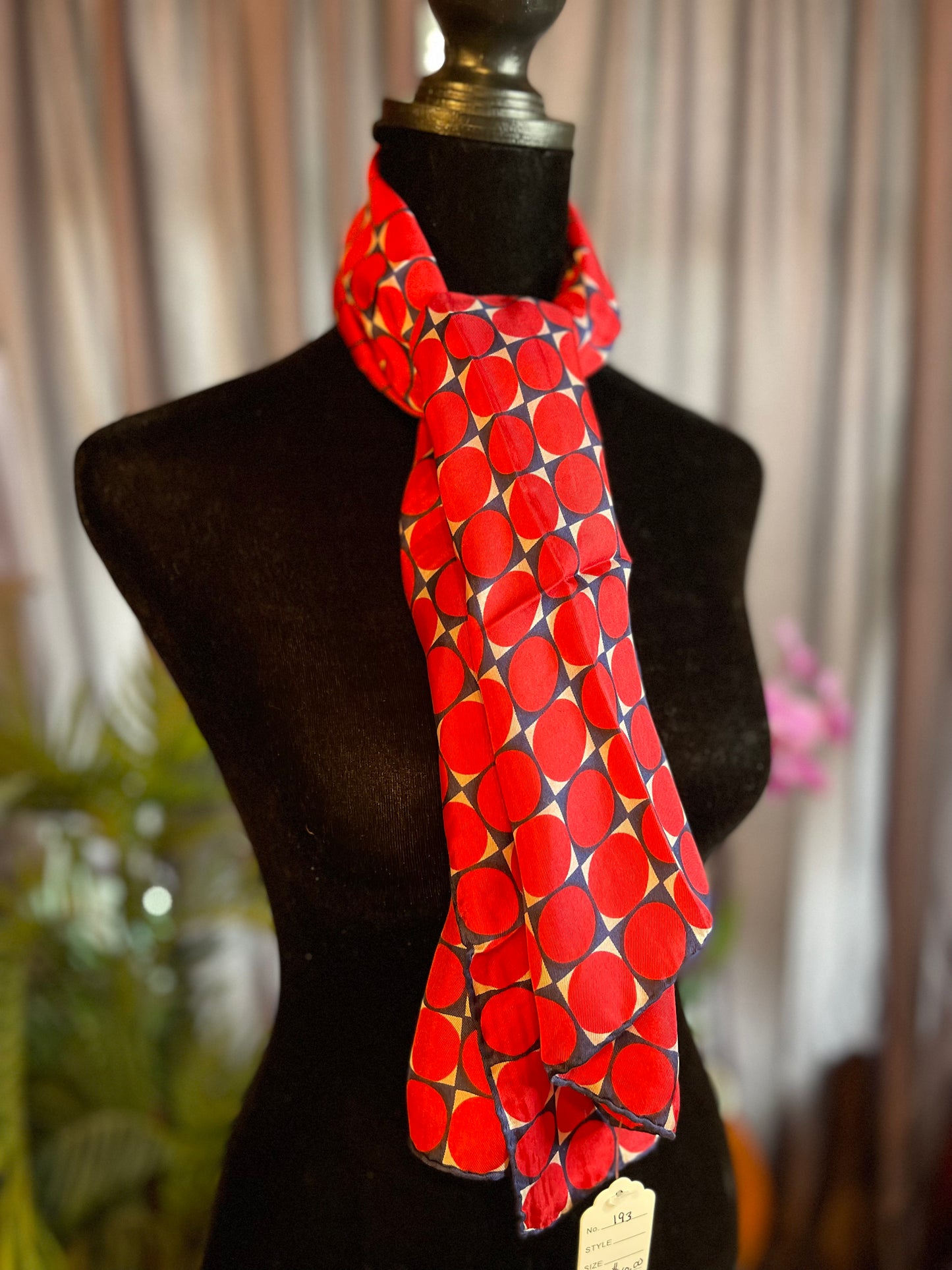 Vintage Silk Polka Dot Scarf